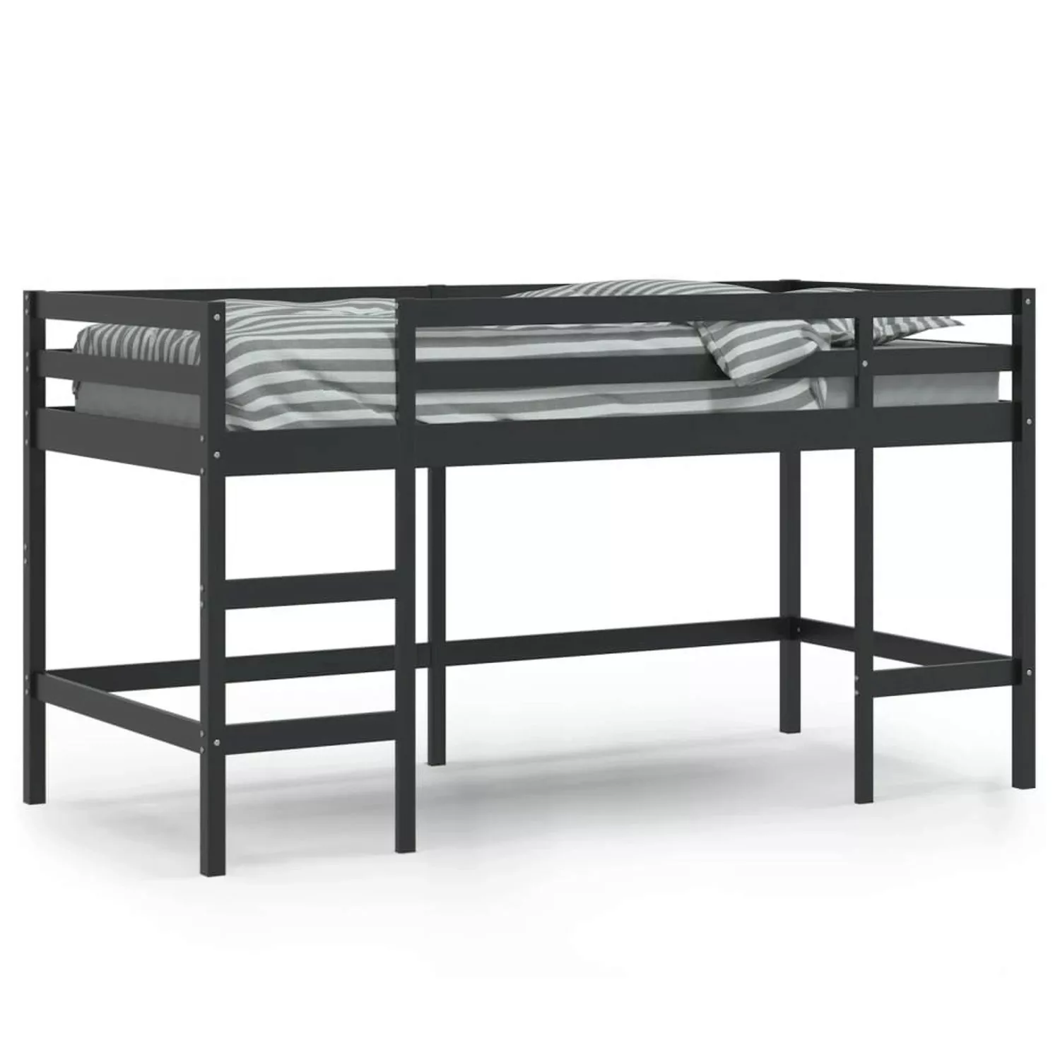 vidaXL Kinderhochbett mit Leiter Schwarz 90x200 cm Massivholz Kiefer1925973 günstig online kaufen