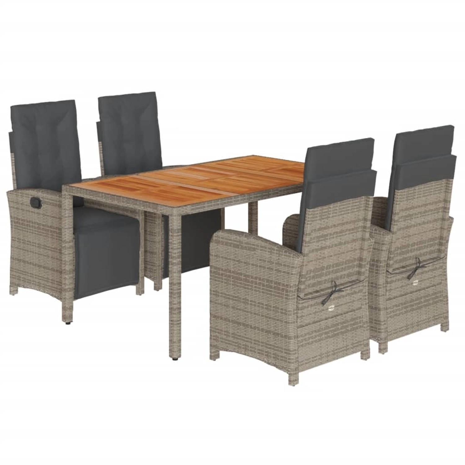 vidaXL 5-Tlg Garten-Essgruppe mit Kissen Grau Poly Rattan 3212482 günstig online kaufen