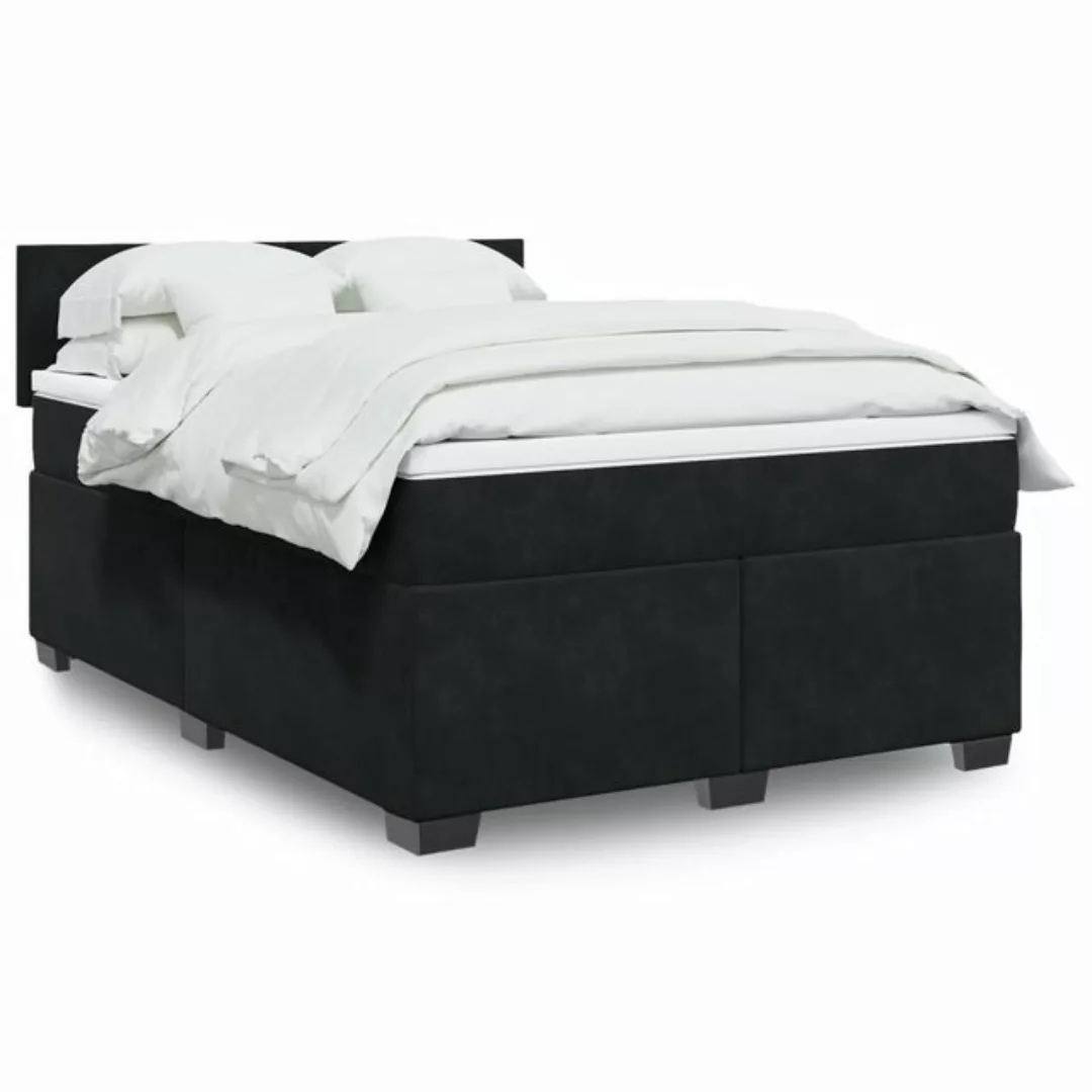 furnicato Bettgestell Boxspringbett mit Matratze Schwarz 140x190 cm Samt günstig online kaufen