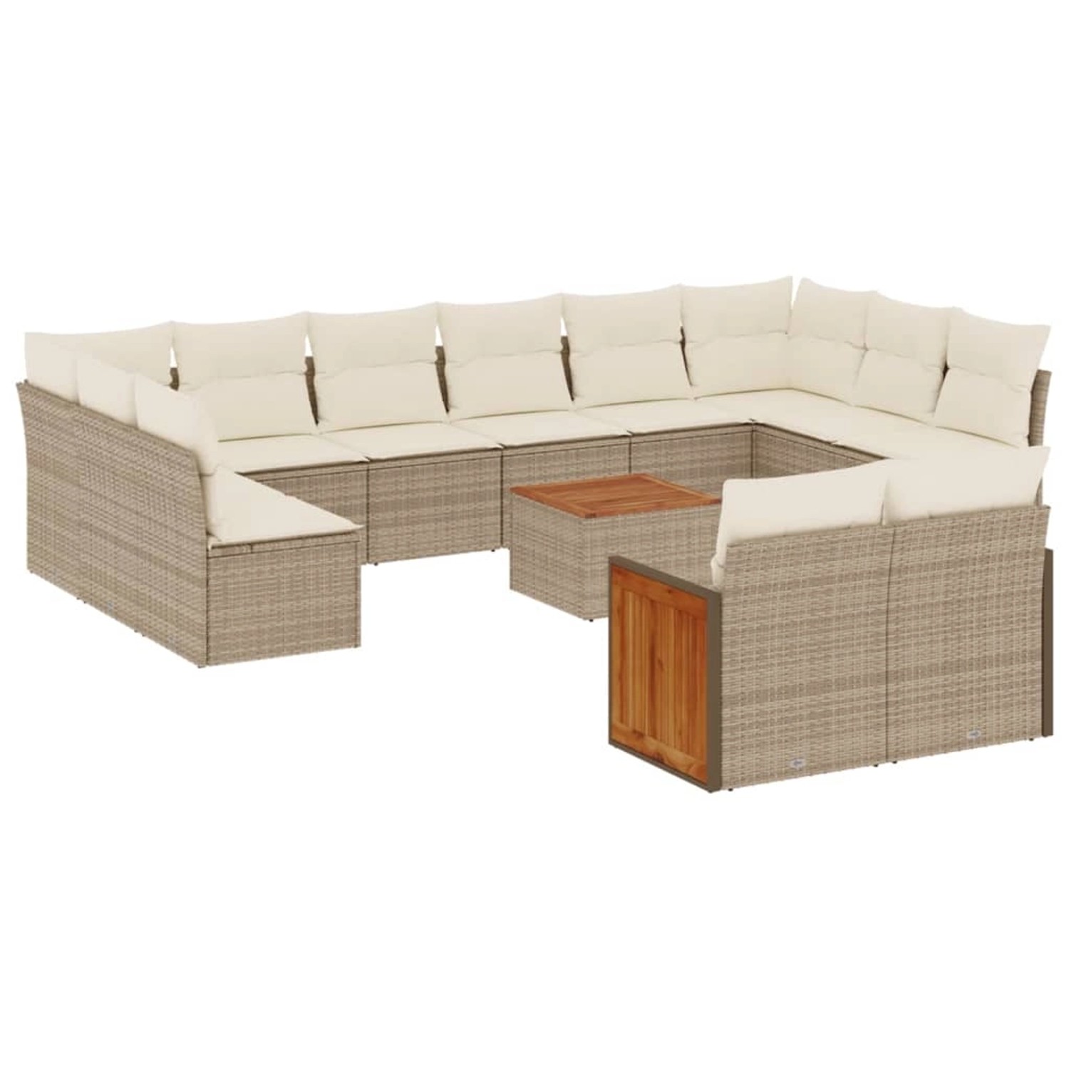vidaXL 13-Tlg Garten-Sofagarnitur mit Kissen Beige Poly Rattan 3260532 günstig online kaufen