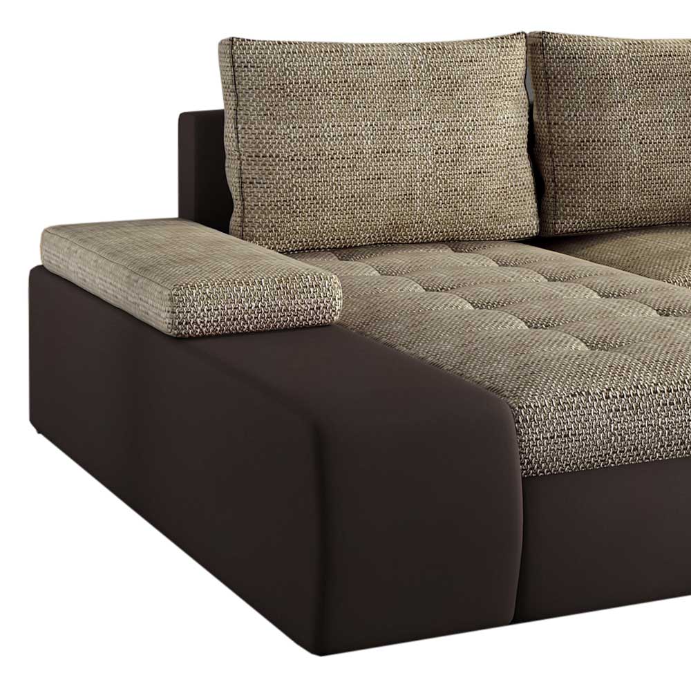 Wohnlandschaft Couchlandschaft in Braun und Beige günstig online kaufen