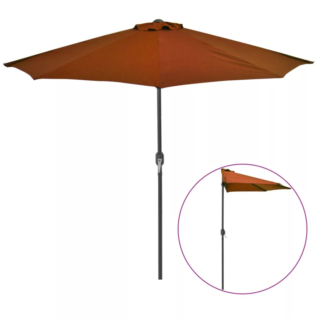 Balkon-sonnenschirm Alu-mast Terrakotta 270x135x245cm Halbrund günstig online kaufen