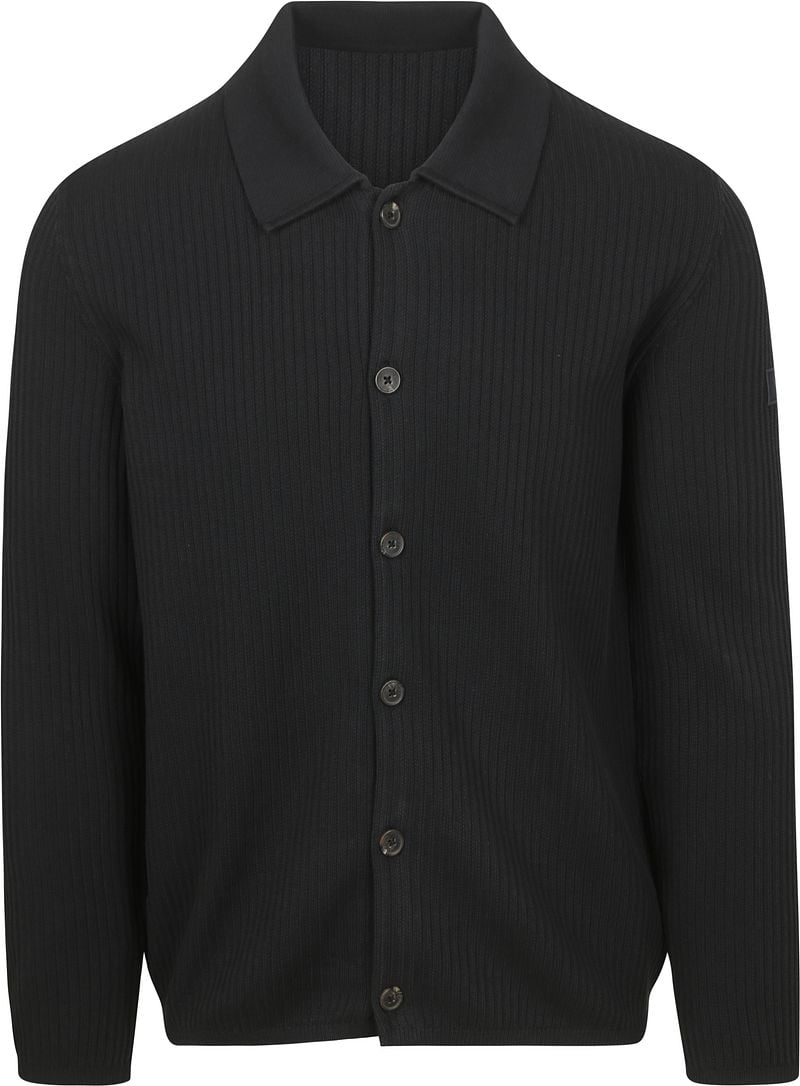 Marc O'Polo Strickjacke Button Ribbed Navy - Größe L günstig online kaufen