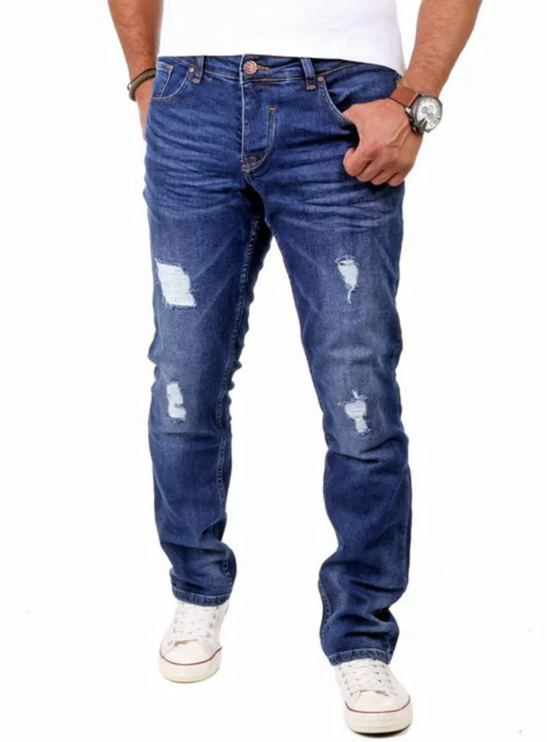 Reslad Destroyed-Jeans Reslad Jeans Herren Destroyed Look Slim Fit Denim St günstig online kaufen