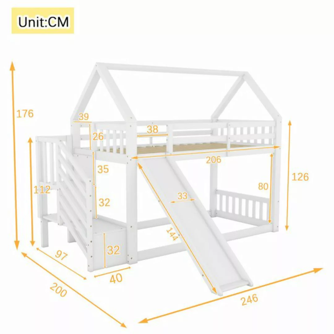 TavilaEcon Etagenbett Kinderbett Jugendbett Hausbett mit Stauraumtreppe und günstig online kaufen