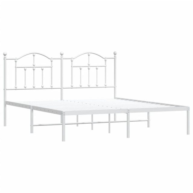 vidaXL Bettgestell Bettrahmen mit Kopfteil Metall Weiß 160x200 cm Bett Bett günstig online kaufen