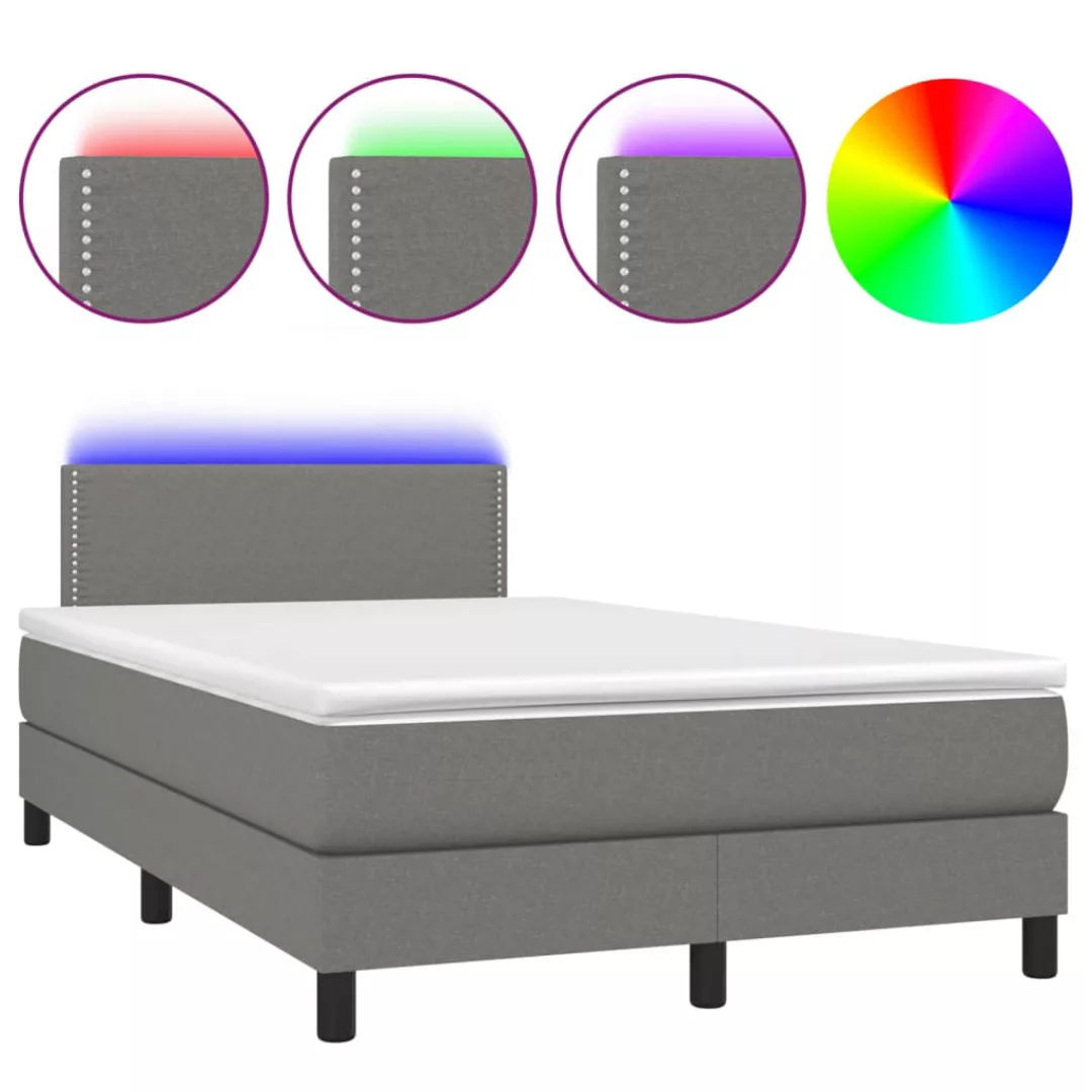 Vidaxl Boxspringbett Mit Matratze & Led Dunkelgrau 120x200 Cm Stoff günstig online kaufen