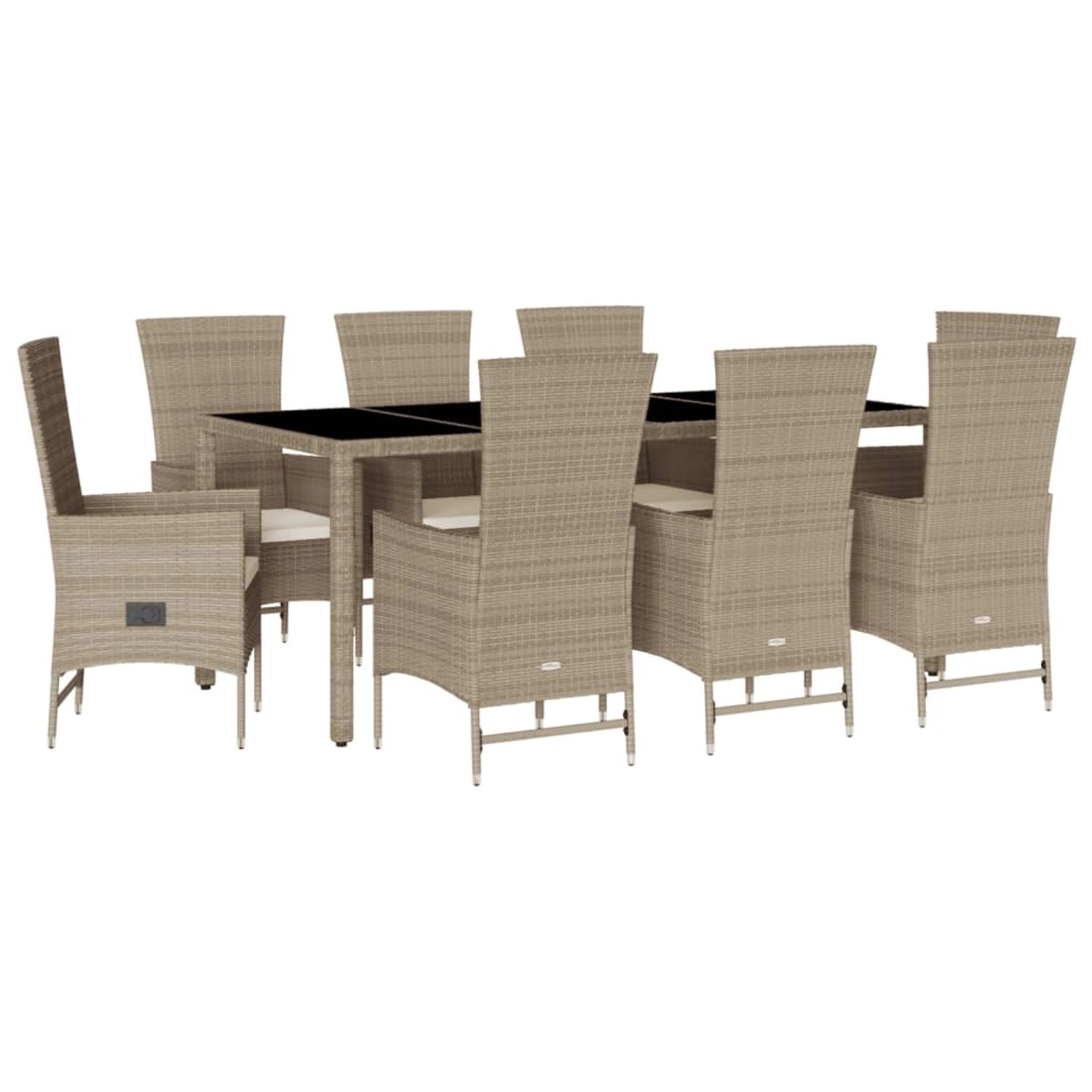 vidaXL 9-Tlg Garten-Essgruppe mit Kissen Beige Poly Rattan 3277580 günstig online kaufen