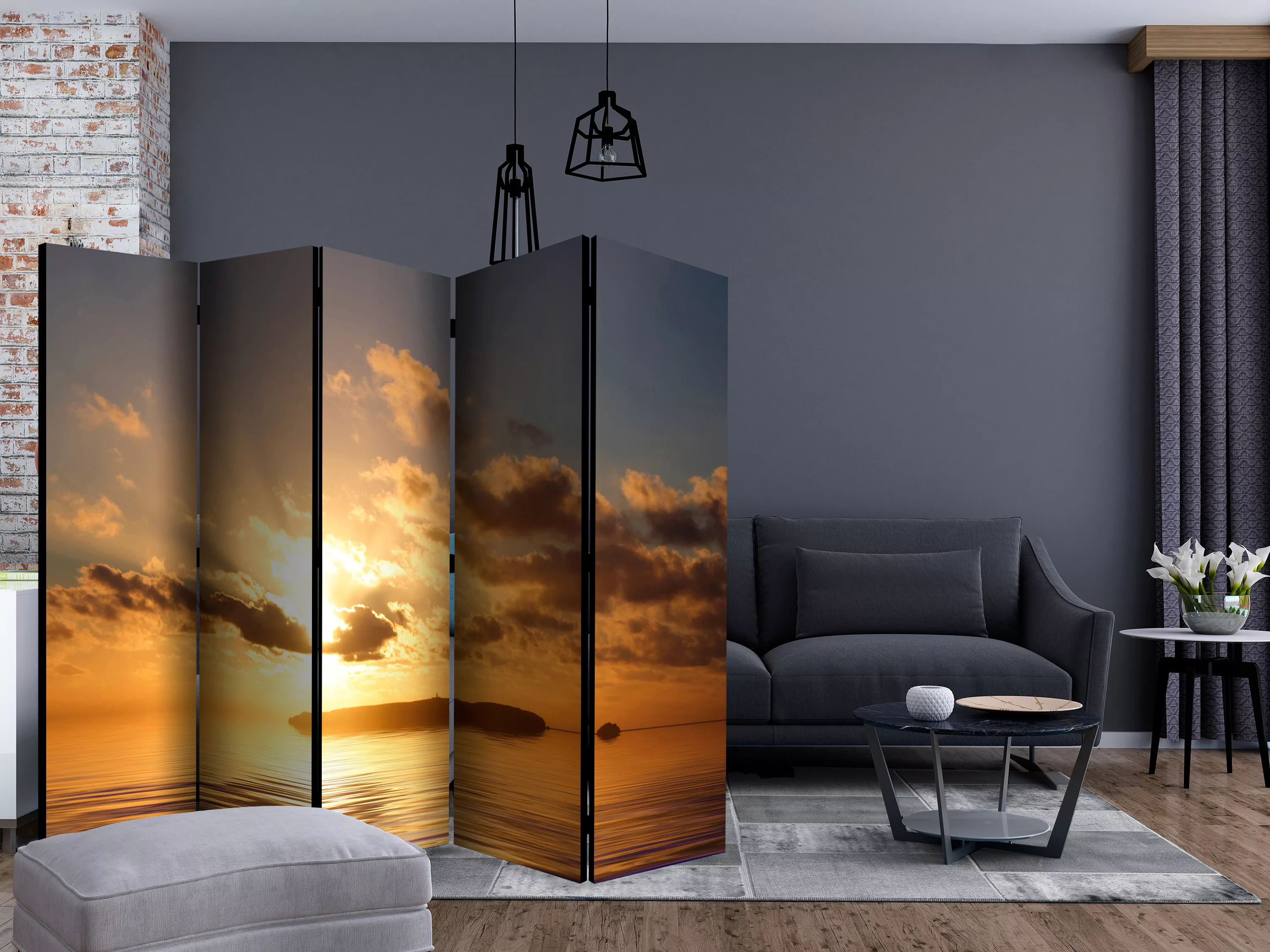 5-teiliges Paravent - Sea - Sunset Ii [room Dividers] günstig online kaufen