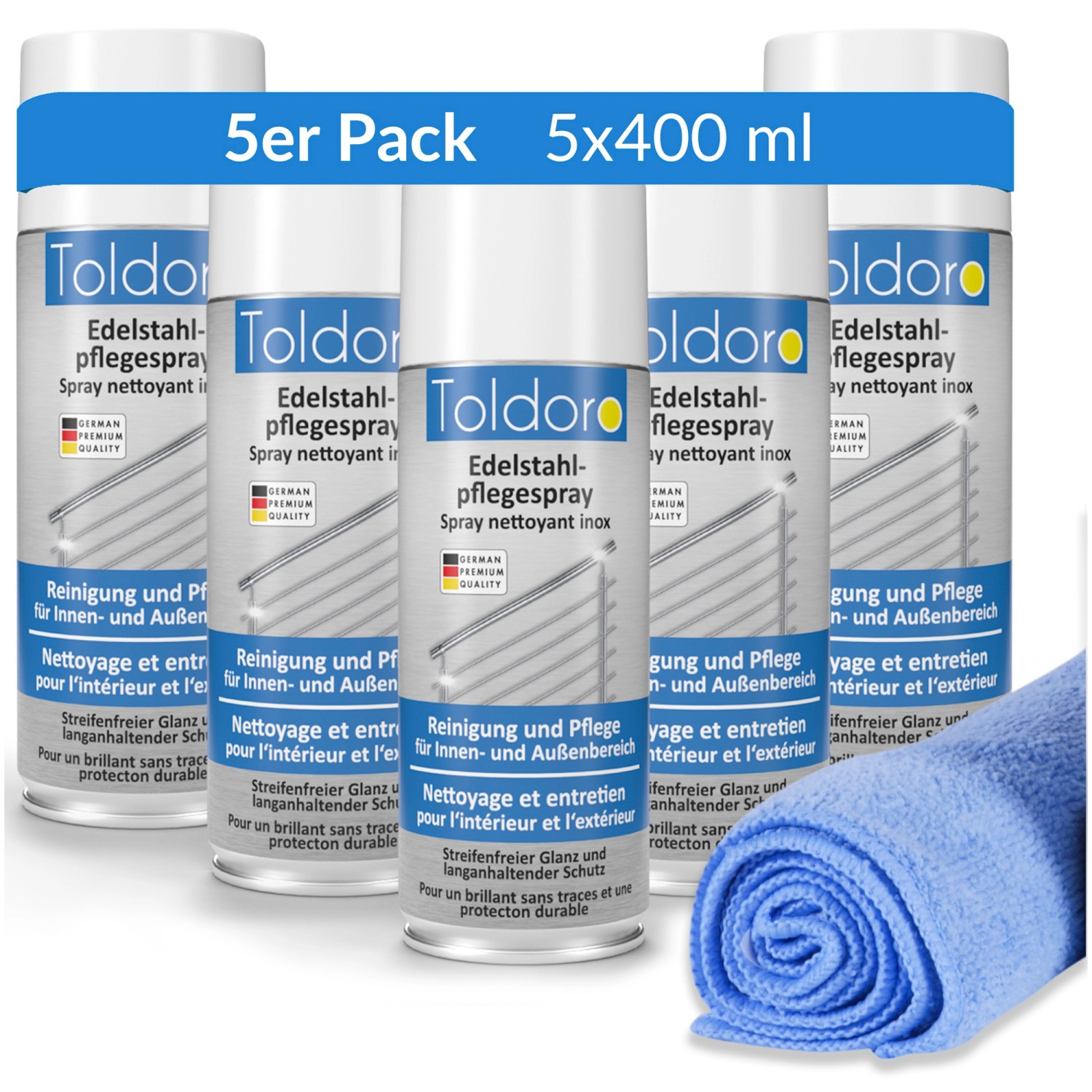 Toldoro Set 5x Edelstahl Pflegespray 400ml  Edelstahlreiniger für Küche ode günstig online kaufen