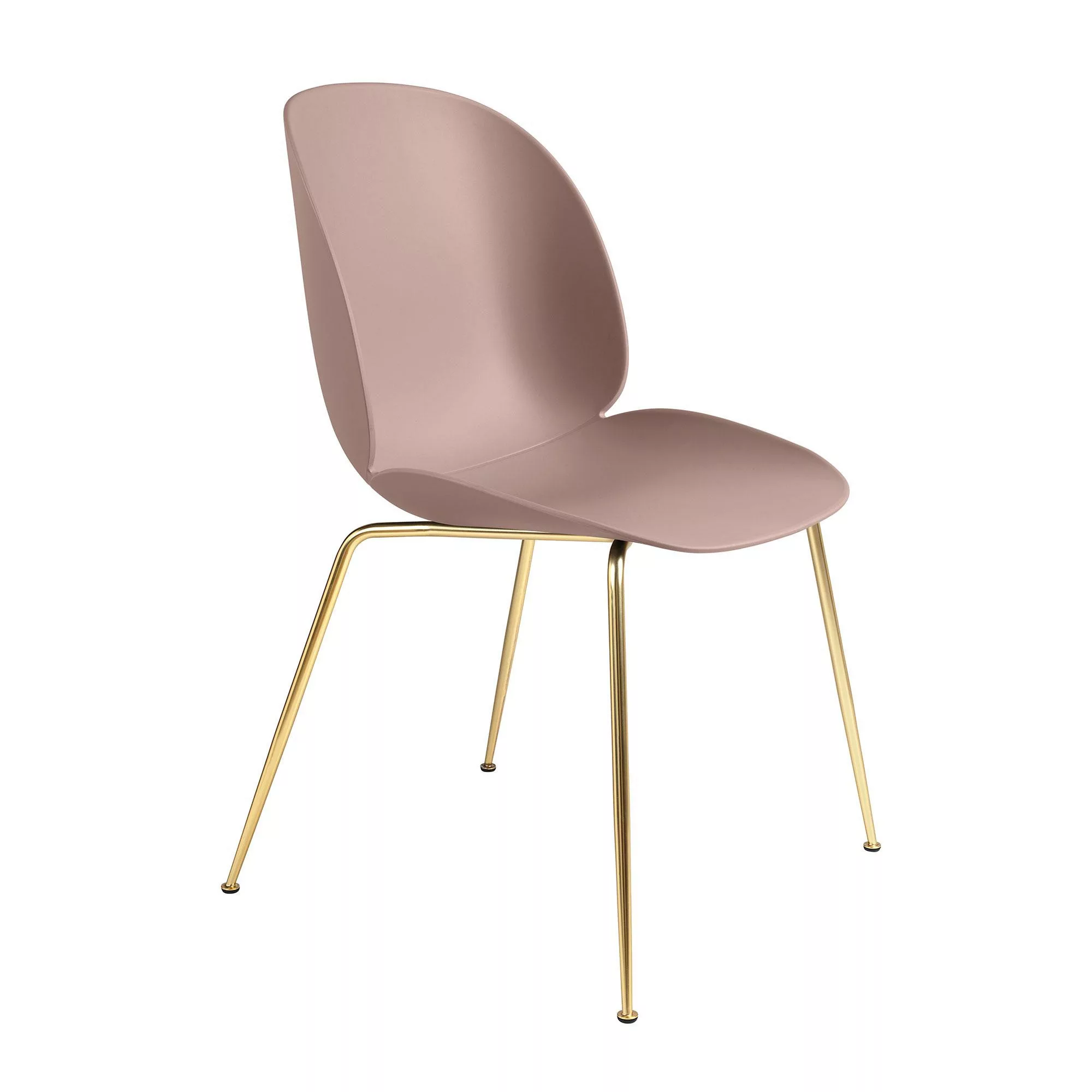 Gubi - Beetle Dining Chair Gestell Messing - süßes pink/Sitzschale Polyprop günstig online kaufen