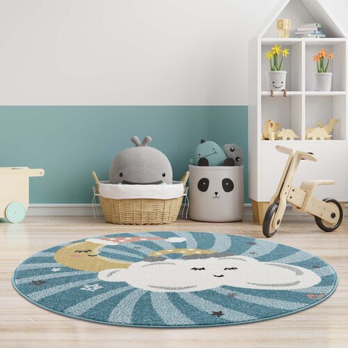 Carpet City Kinderteppich »Anime9380«, rund, 11 mm Höhe, Teppich Mond, Wolk günstig online kaufen
