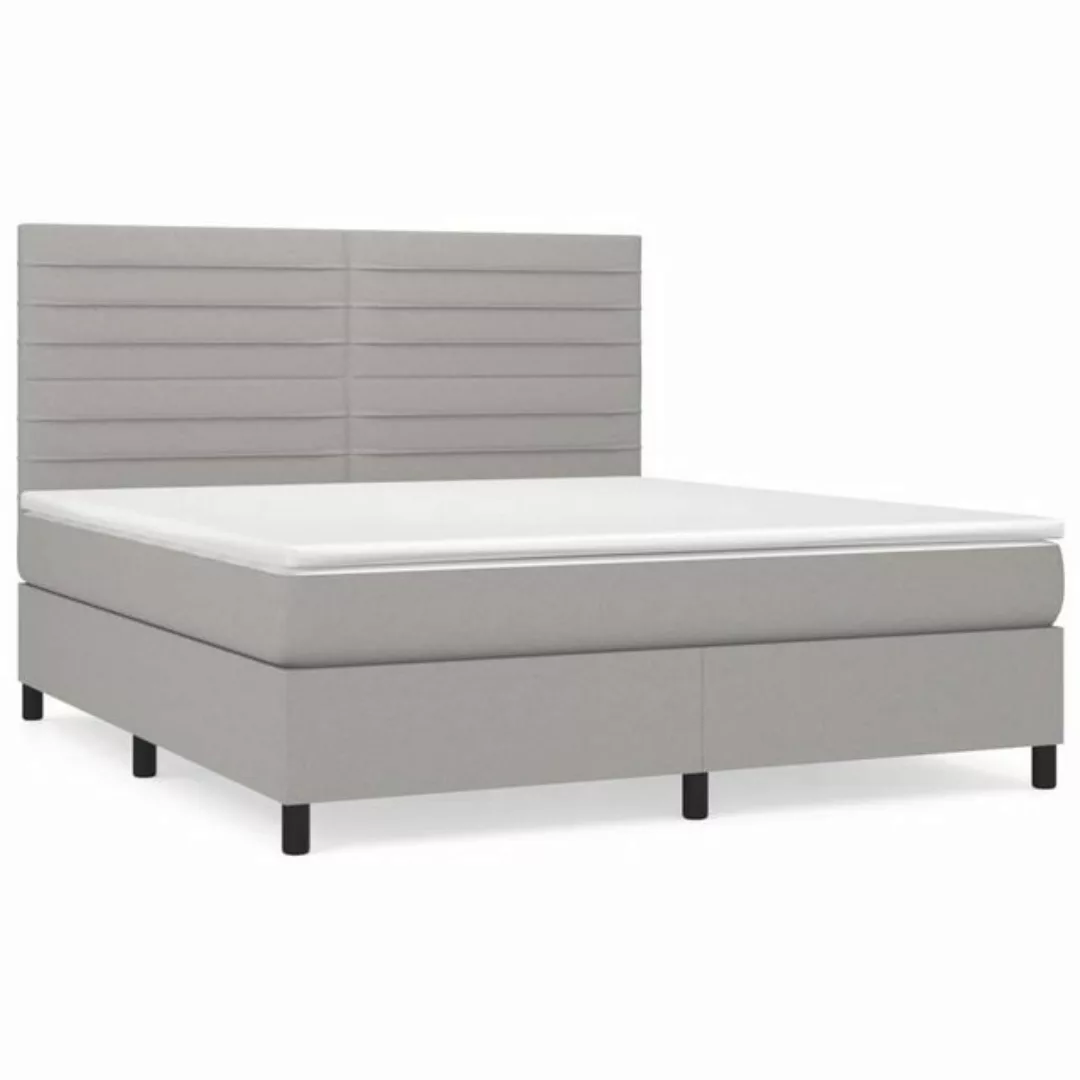 furnicato Bett Boxspringbett mit Matratze Hellgrau 160x200 cm Stoff (1-tlg) günstig online kaufen