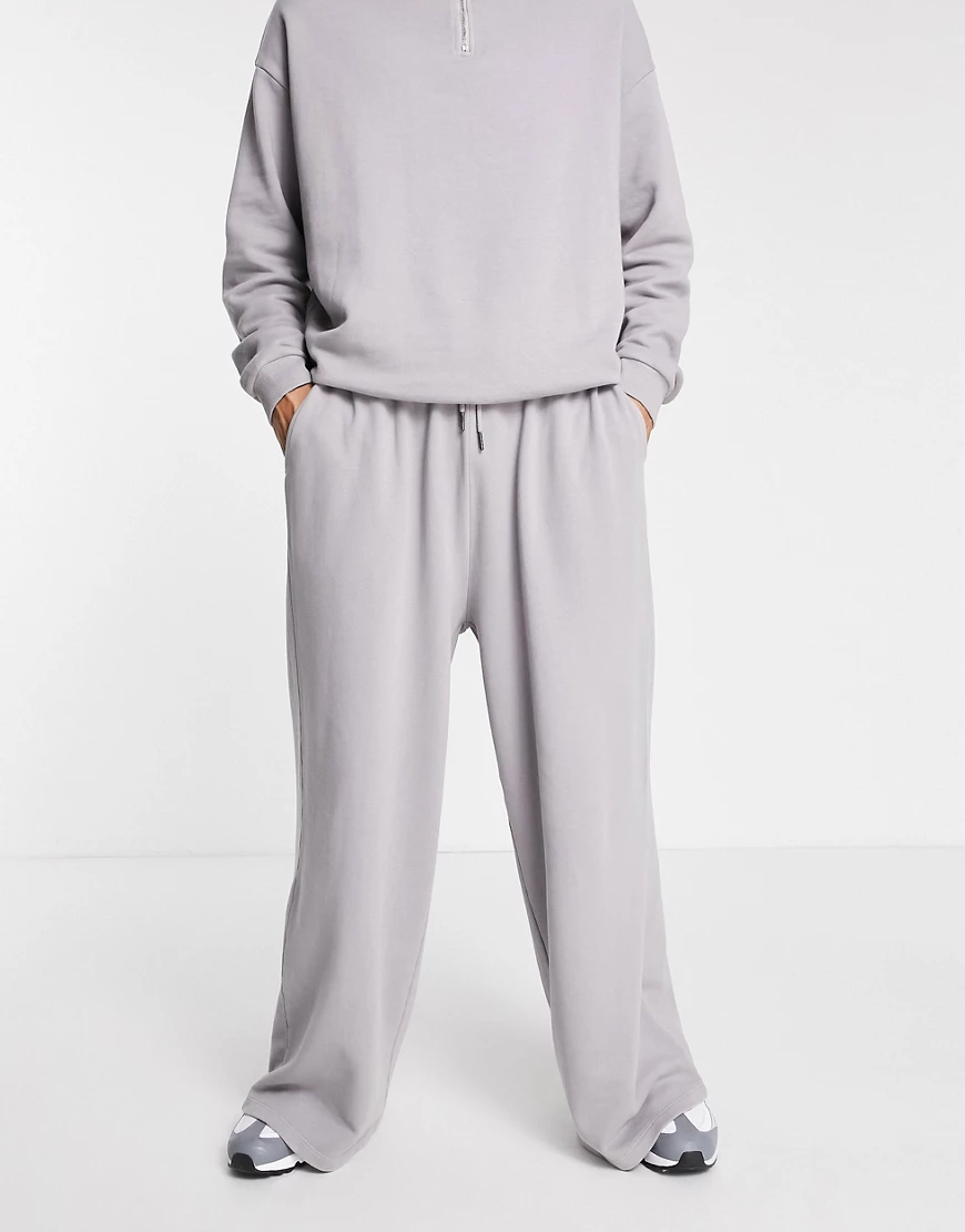 ASOS DESIGN – Oversize-Jogginghose in verwaschenem Grau mit weitem Bein, Ko günstig online kaufen