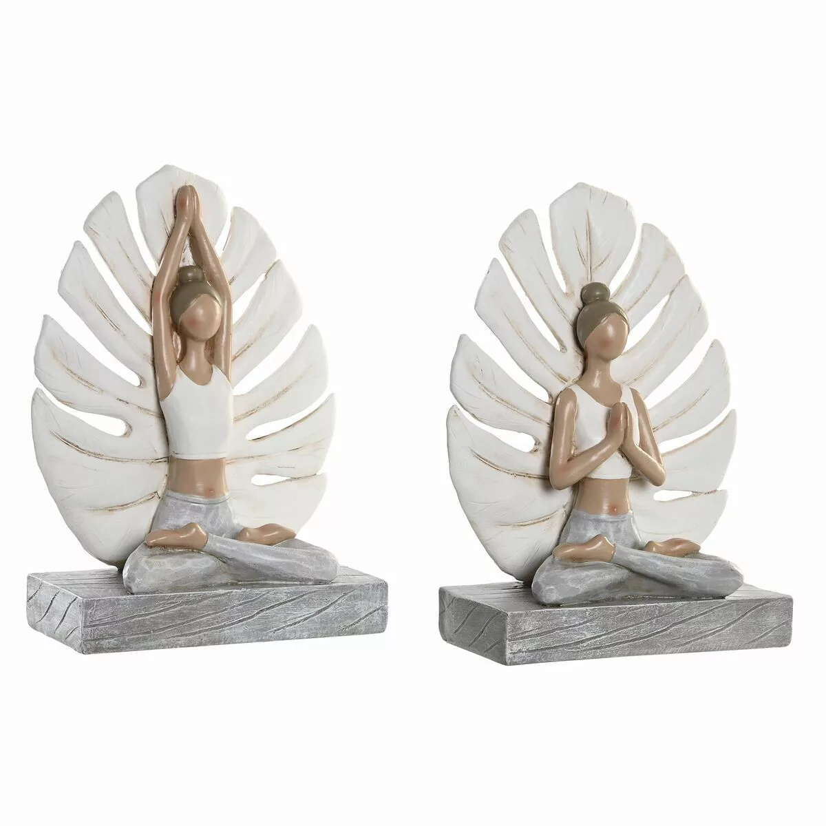 Deko-figur Dkd Home Decor Grau Weiß Harz Yoga Moderne (16 X 7,5 X 21 Cm) (2 günstig online kaufen