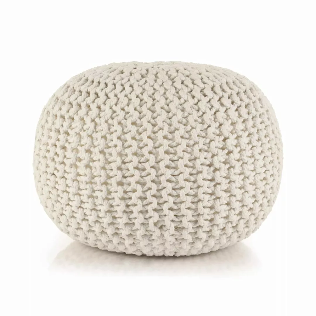 Handgestrickter Pouf Baumwolle 50 X 35 Cm Weiss günstig online kaufen