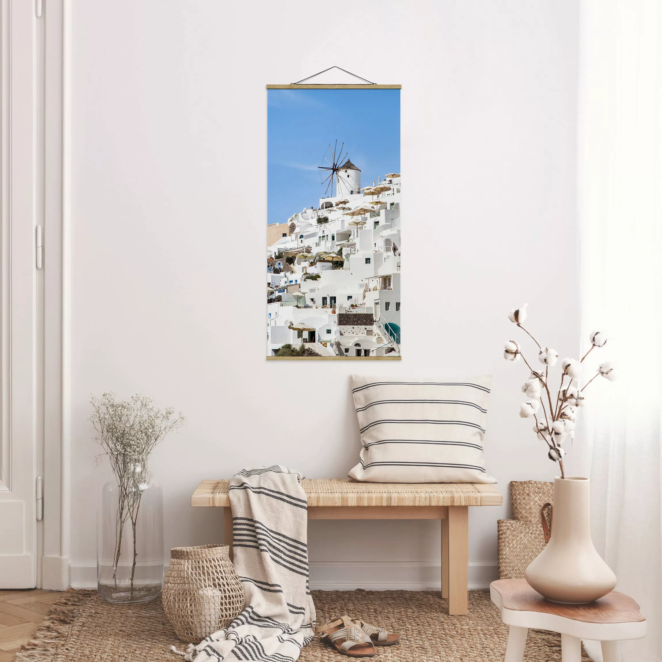 Stoffbild mit Posterleisten Weißes Griechenland günstig online kaufen