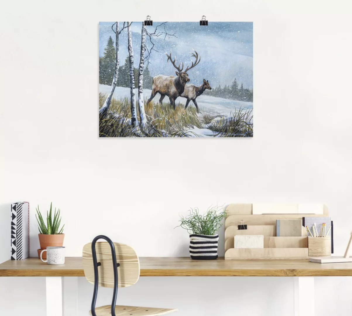 Artland Poster "Hirsch Reise IV", Wildtiere, (1 St.), als Alubild, Leinwand günstig online kaufen