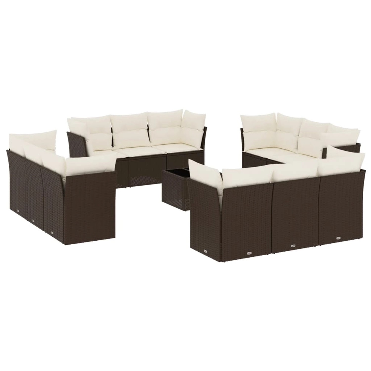 vidaXL 13-Tlg Garten-Sofagarnitur mit Kissen Braun Poly Rattan 3217343 günstig online kaufen