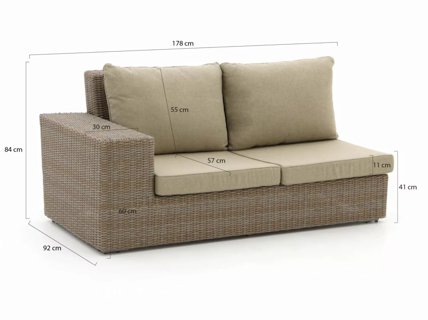 Intenso Merone Lounge Element rechter Arm 178 cm günstig online kaufen