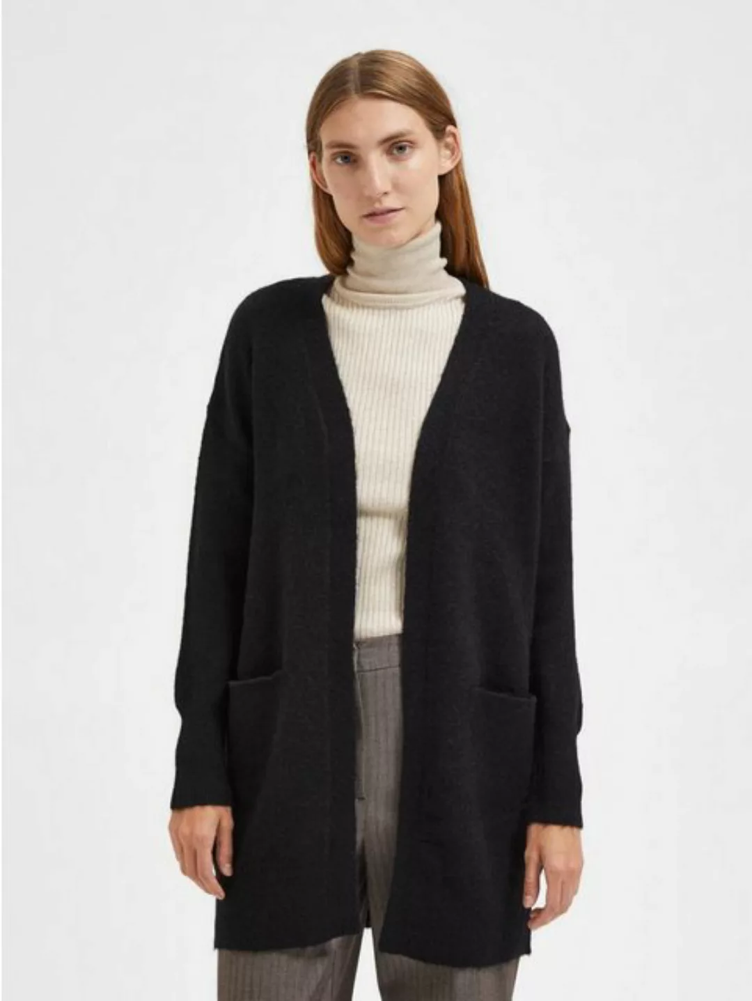 SELECTED FEMME Cardigan Lange Strickjacke mit Taschen Stretch Casal Cardiga günstig online kaufen