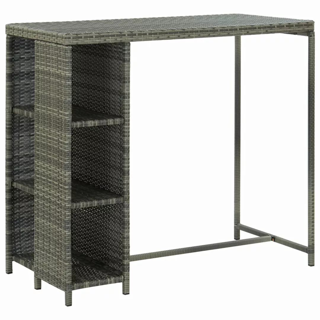 Bartisch Mit Regal Grau 120x60x110 Cm Poly Rattan günstig online kaufen