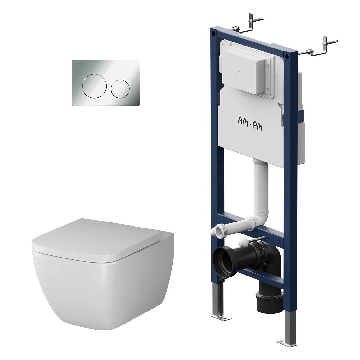 AM.PM WC Set: Wand-WC + Vorwandelement + Drückerplatte Toilette mit Spülkas günstig online kaufen