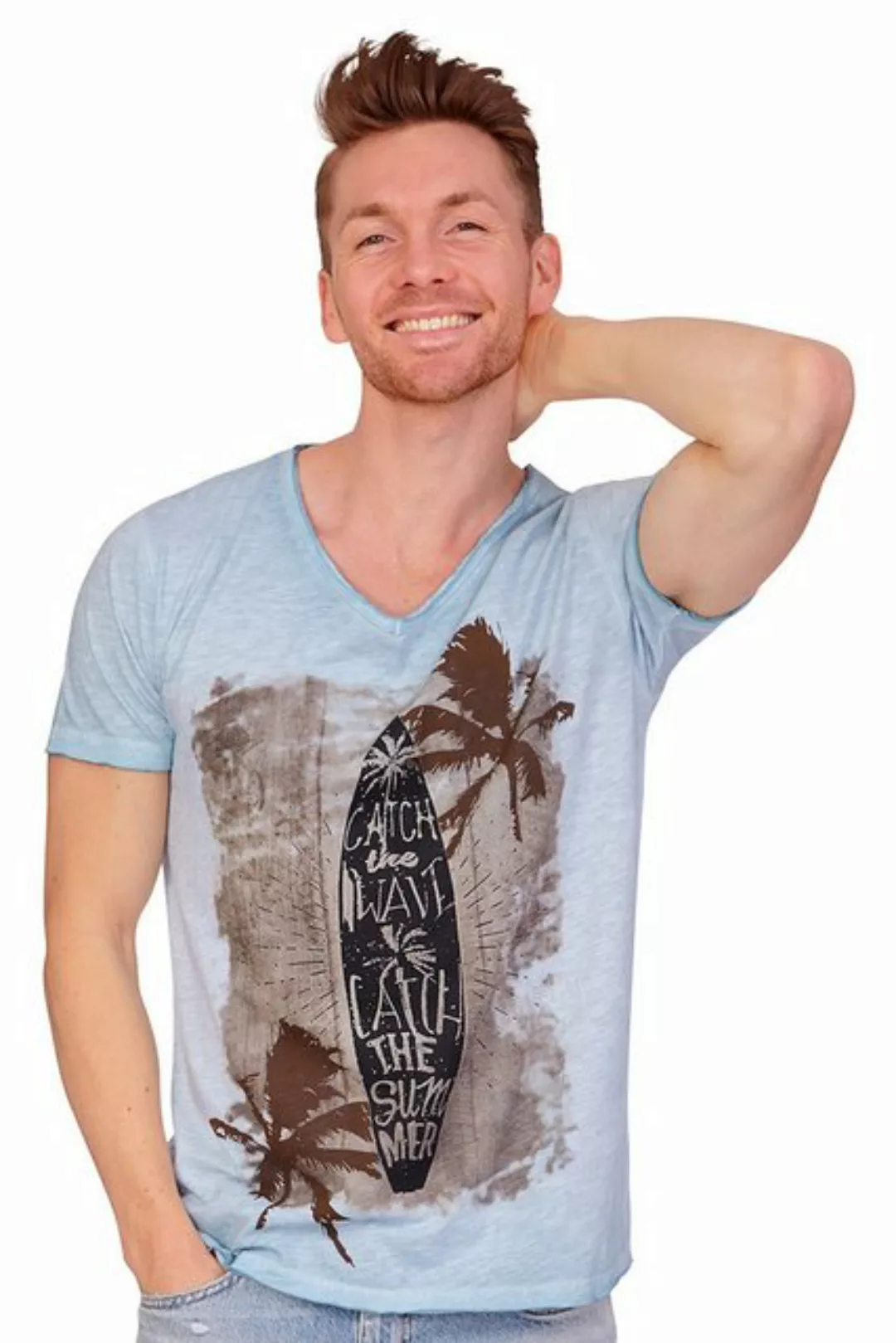 Hangowear Trachtenshirt Shirt Herren - CATCH THE WAVE - blau, helltürkis günstig online kaufen