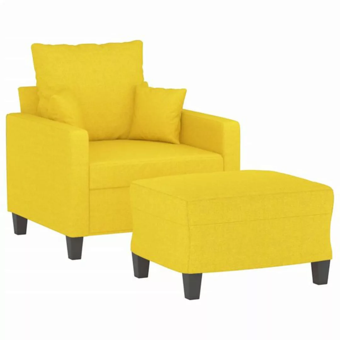 vidaXL Sofa Sessel mit Hocker Hellgelb 60 cm Stoff günstig online kaufen