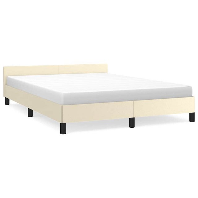 vidaXL Bett, Bettgestell mit Kopfteil ohne Matratze Creme 140x190 cm günstig online kaufen