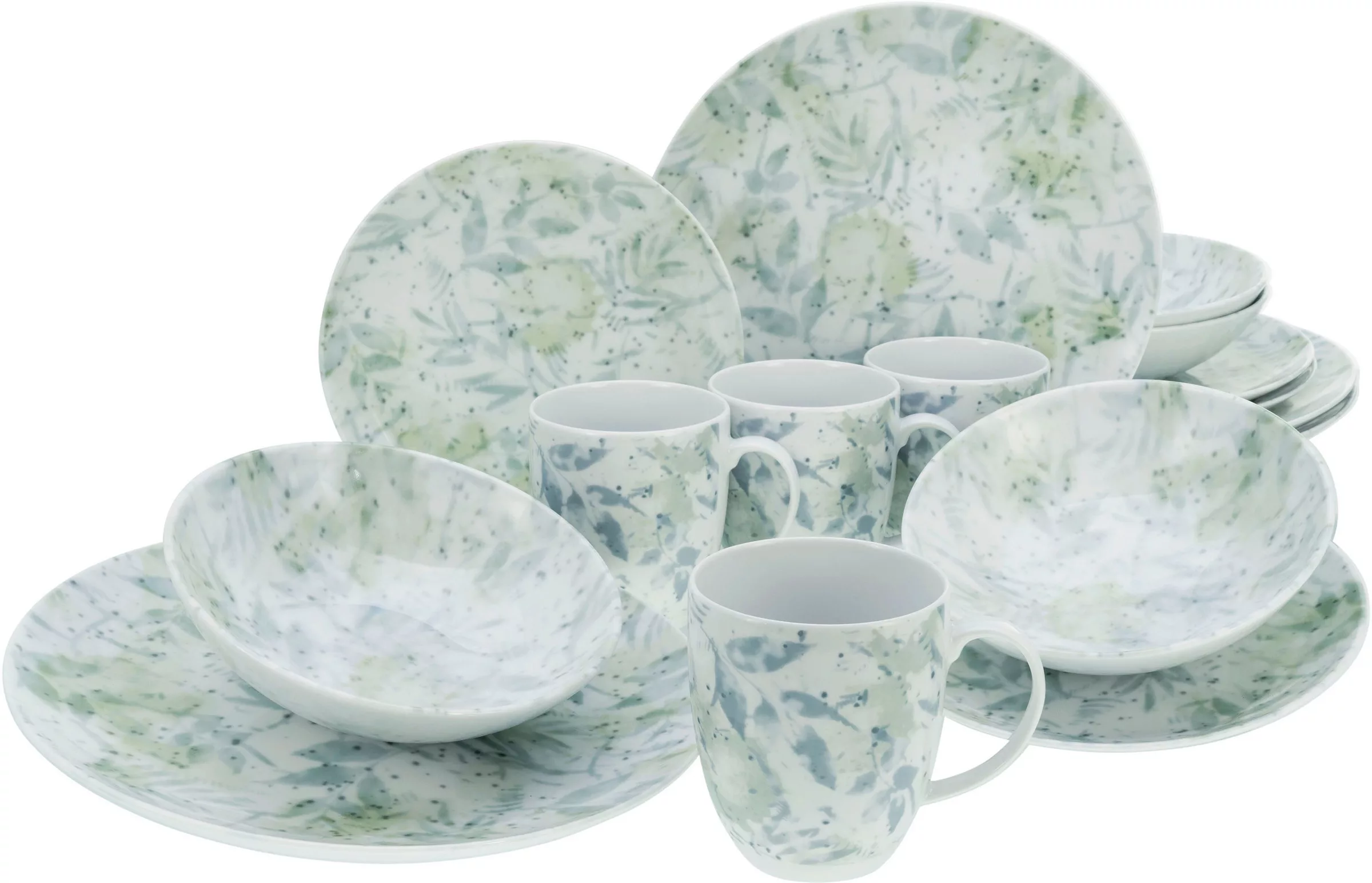 CreaTable Kombiservice »Geschirr-Set Home - Tropical«, (Set, 16 tlg., Kaffe günstig online kaufen