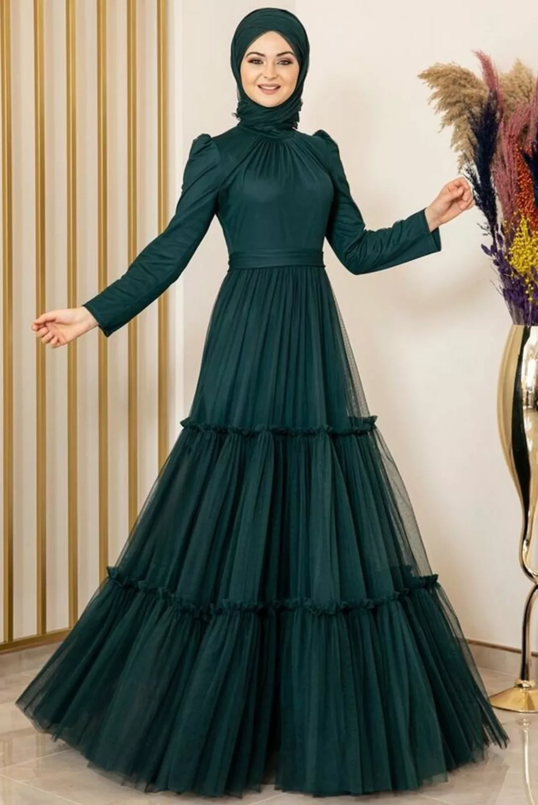 Modavitrini Abendkleid Damen Kleid langärmliges Maxikleid Abiye Abaya Hijab günstig online kaufen