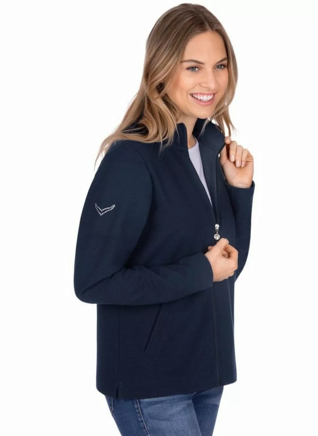 Trigema Sweatjacke TRIGEMA Jacke mit funkelnden Strass-Steinen (1-tlg) günstig online kaufen