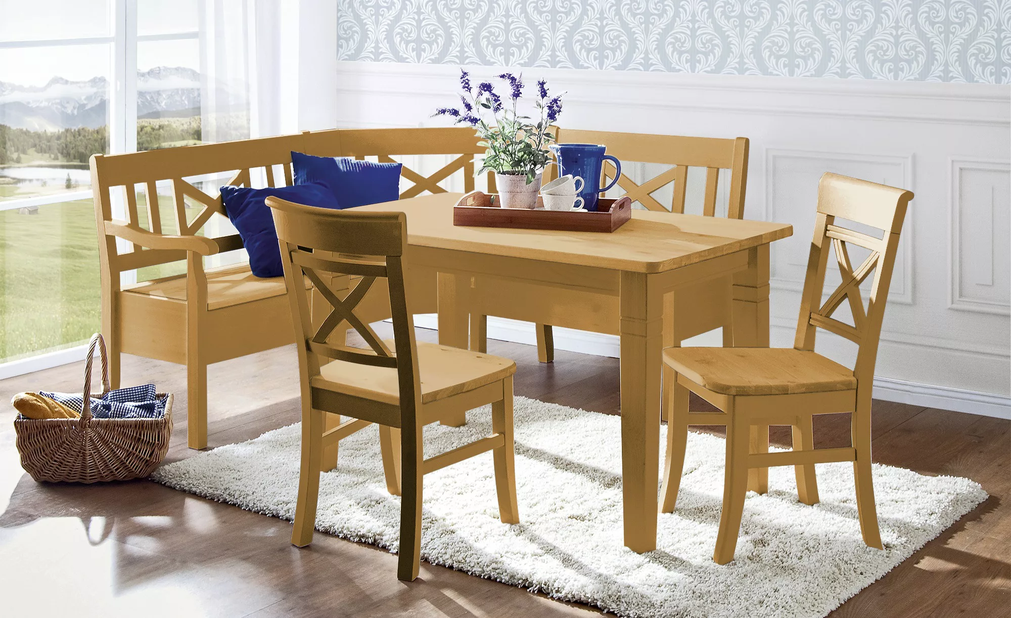 maison bleue Truheneckbank massiv  Florian - holzfarben - 93 cm - Bänke > E günstig online kaufen