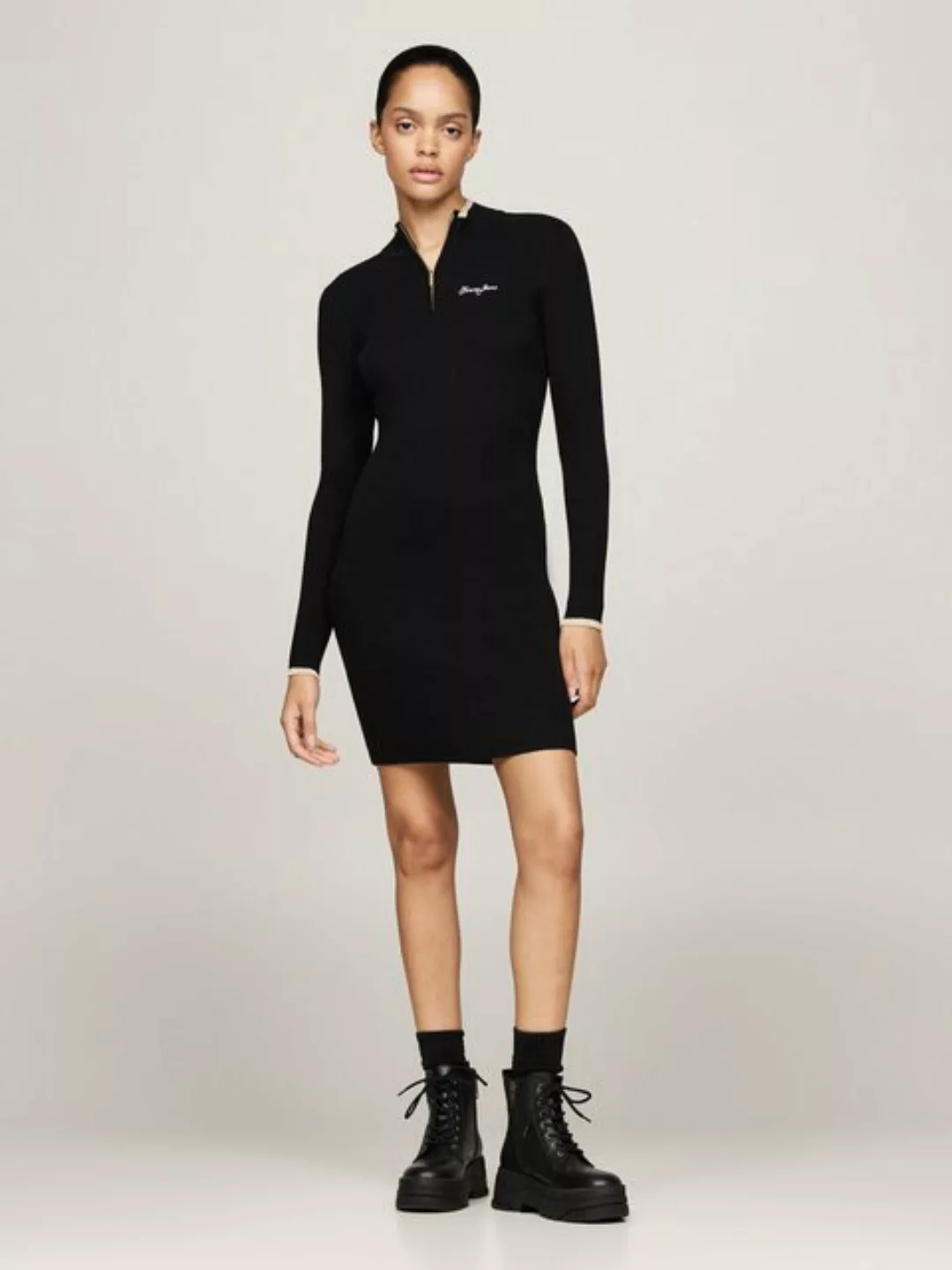 Tommy Jeans Strickkleid TJW METALLIC TIP ZIP SWTR DRESS mit Glitzer, Zipper günstig online kaufen