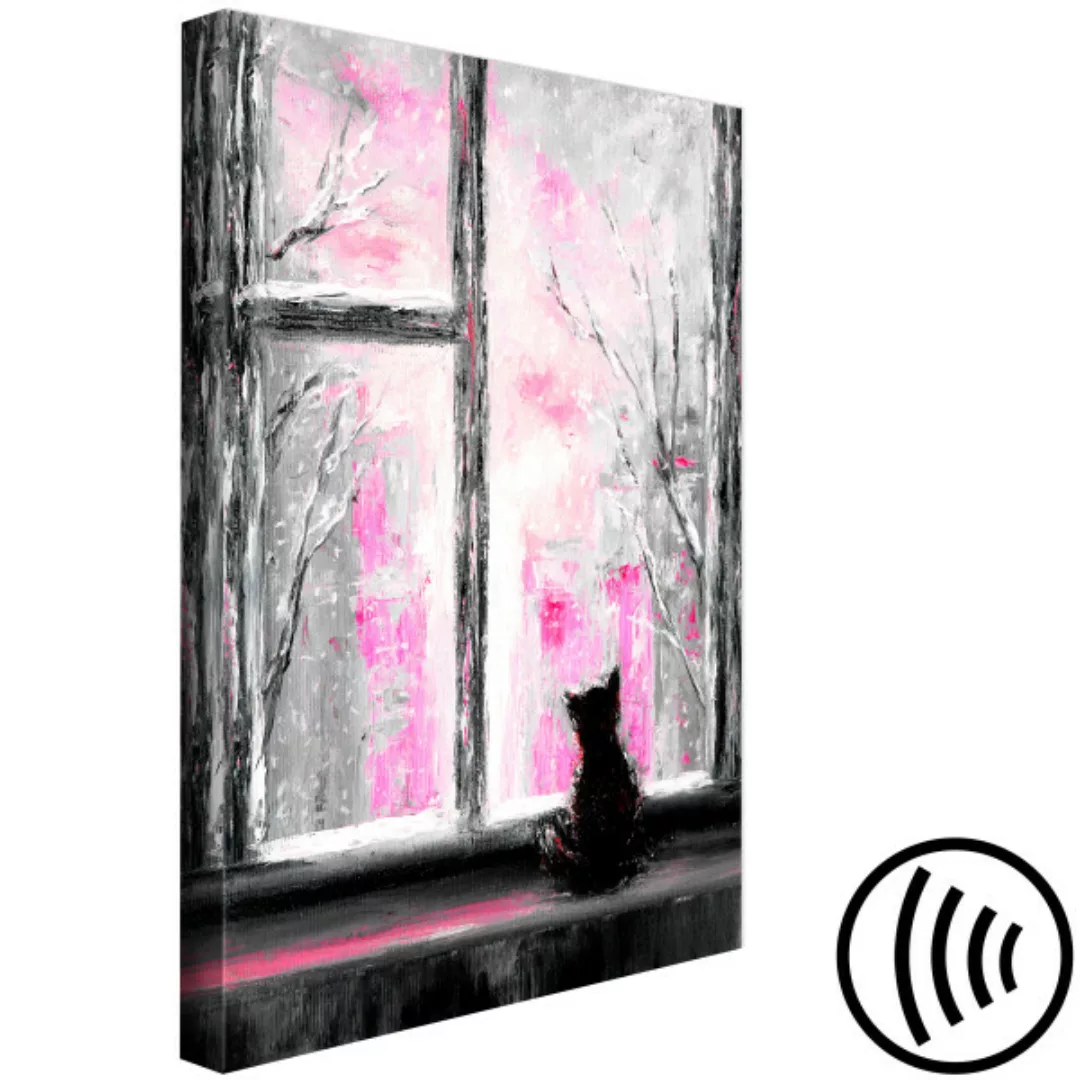 Leinwandbild Longing Kitty (1 Part) Vertical Pink XXL günstig online kaufen