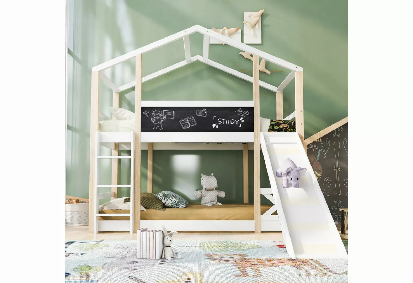 MODFU Etagenbett Kinderbett Baumhaus (Hochbett für Kinder– 2x Lattenrost- N günstig online kaufen
