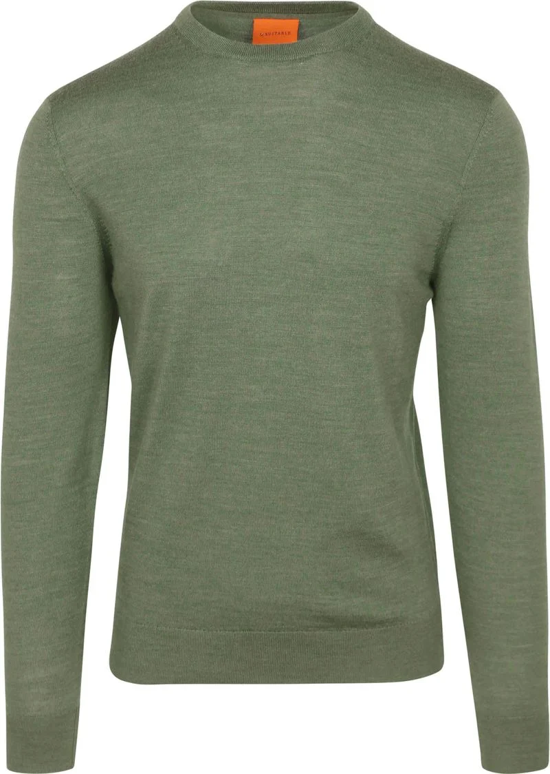 Suitable Merino Pullover Mid Grün - Größe M günstig online kaufen