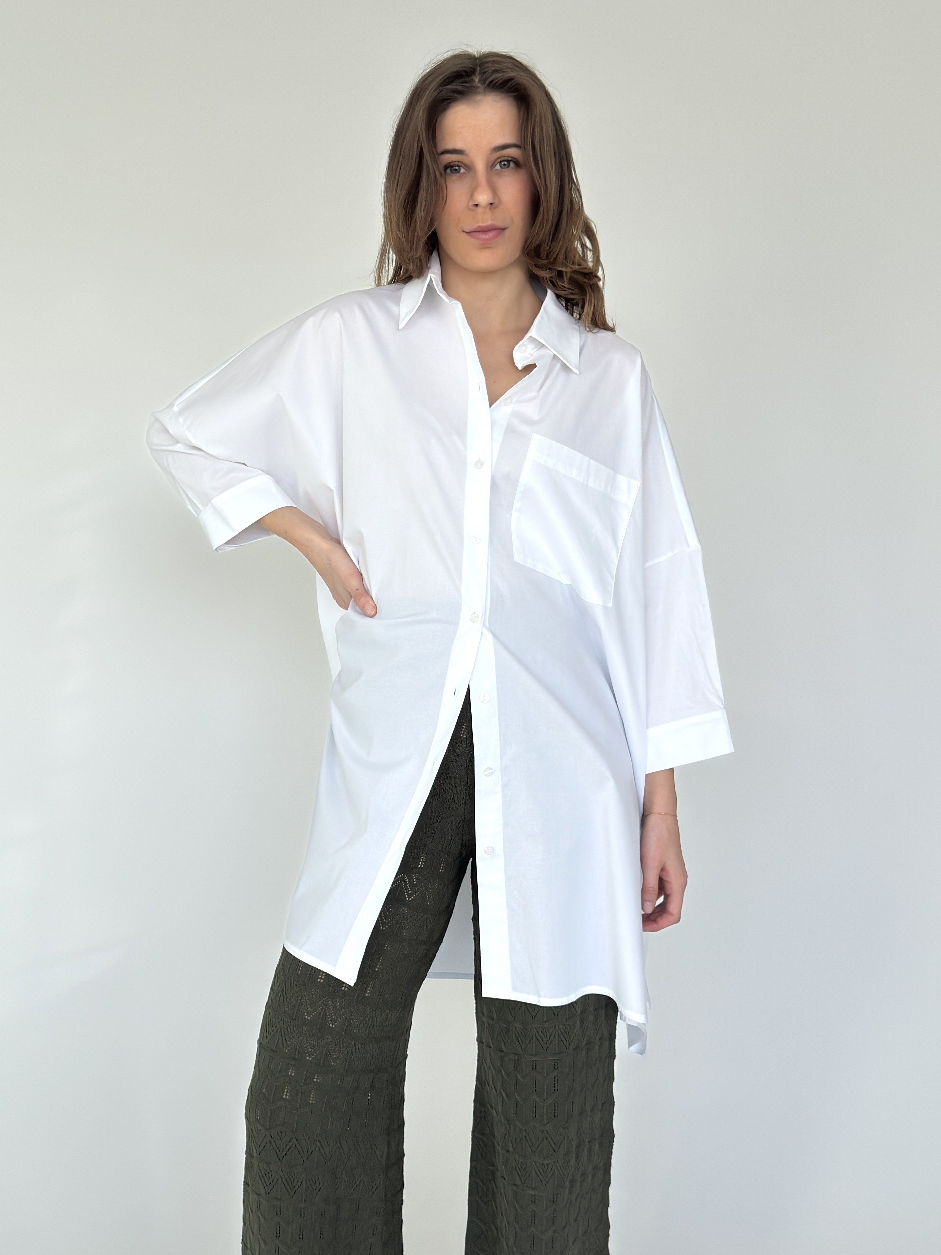 Zuckerwatte Longbluse bequeme A- Linie aus günstig online kaufen