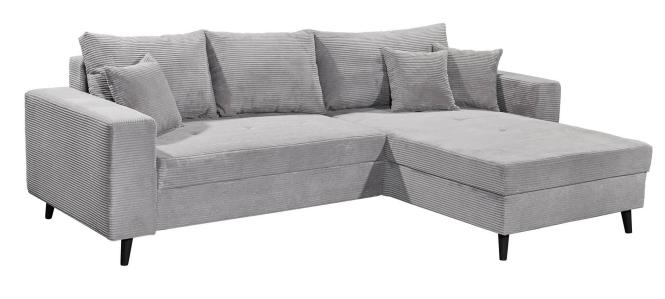 Cordsofa L-Form Grau 282 x 186 cm mit Schlaffunktion und Bettkasten LARINA günstig online kaufen