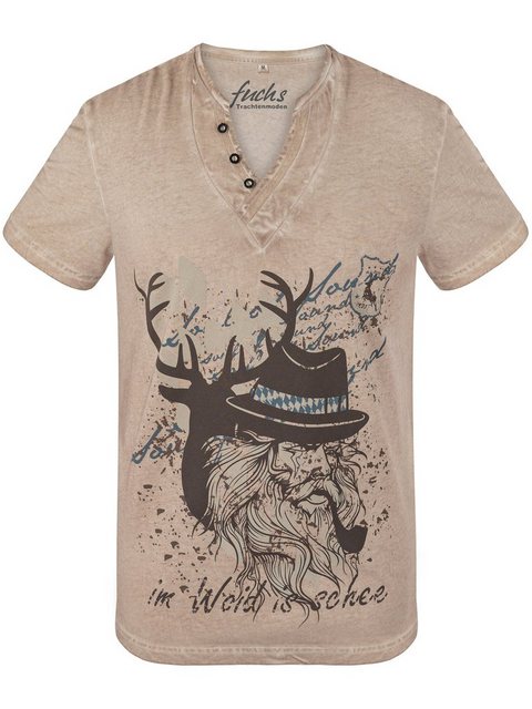 FUCHS T-Shirt Trachten T-Shirt Rups sand aus 100 % Baumwolle günstig online kaufen