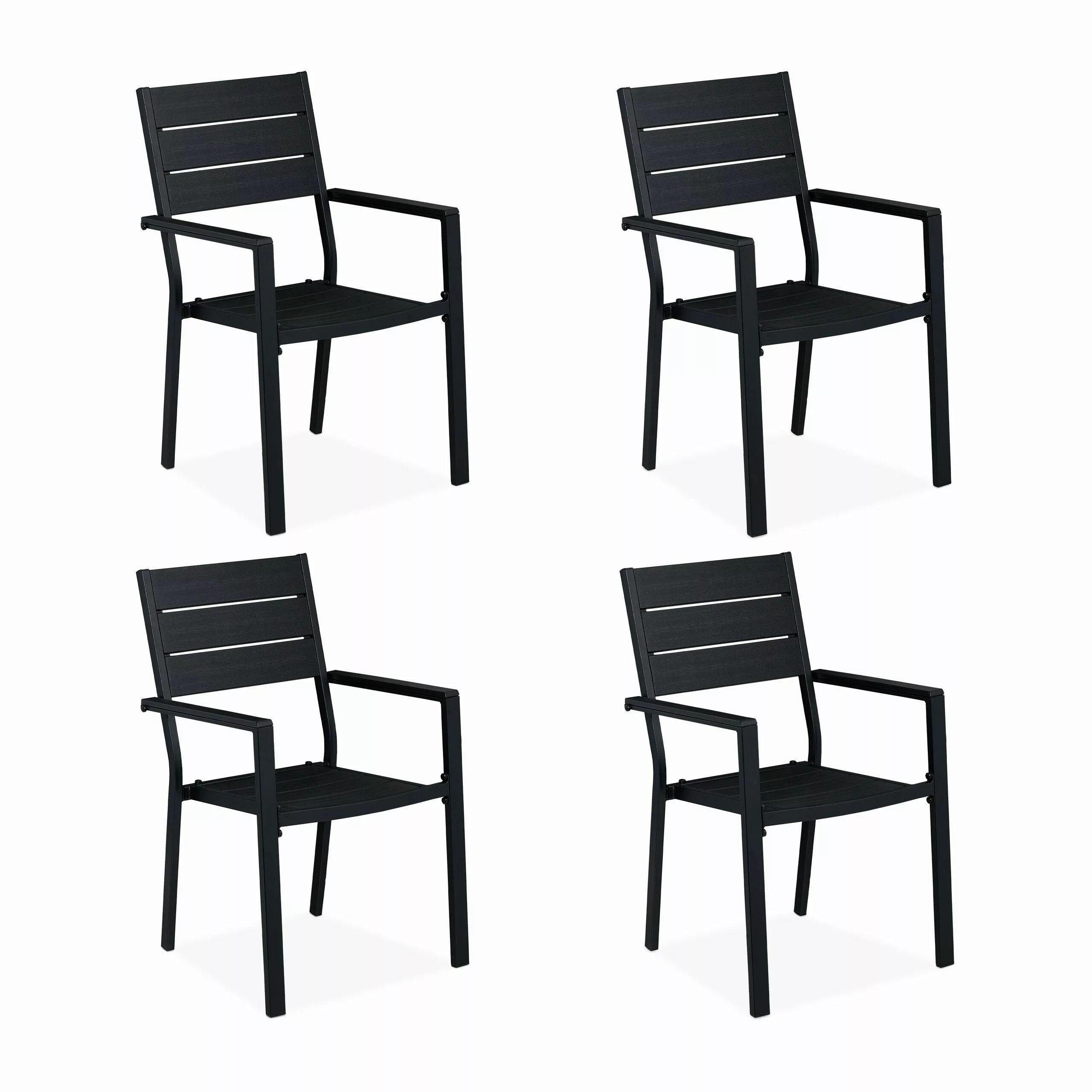 relaxdays Gartenstuhl Schwarzer Gartenstuhl im 4er günstig online kaufen