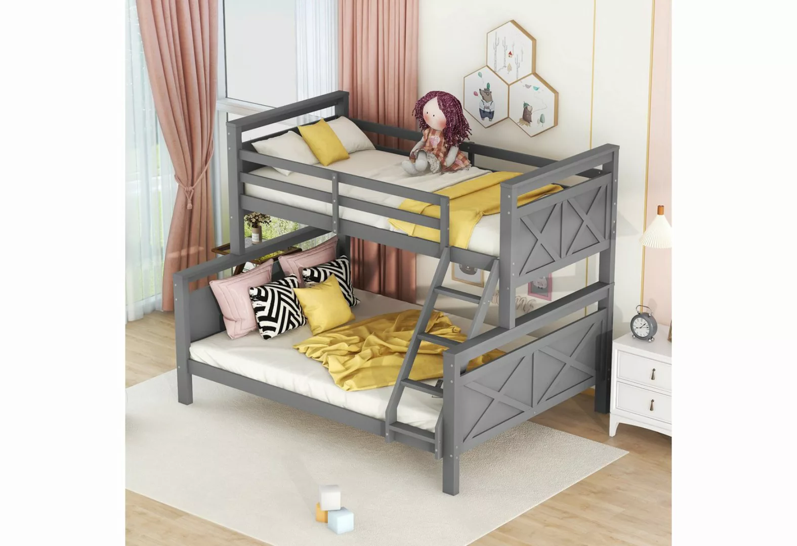 PHOEBE CAT Etagenbett, Kinderbett mit Leiter und Lattenrost, 90x200 cm+140x günstig online kaufen