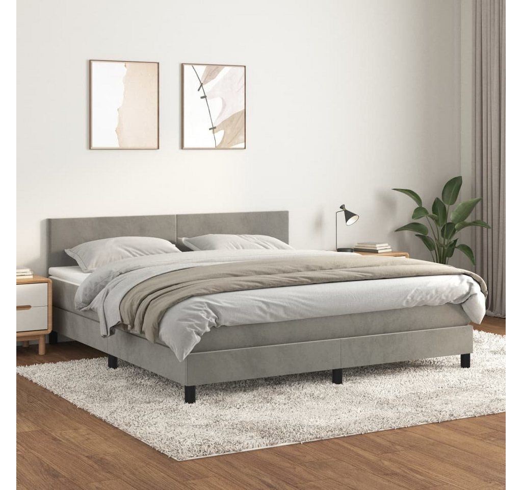 furnicato Bett Boxspringbett mit Matratze Hellgrau 180x200 cm Samt günstig online kaufen