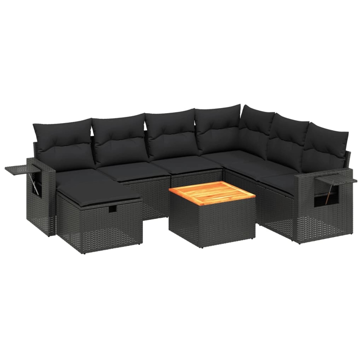 vidaXL 8-tlg Garten-Sofagarnitur mit Kissen Schwarz Poly Rattan Modell 113 günstig online kaufen