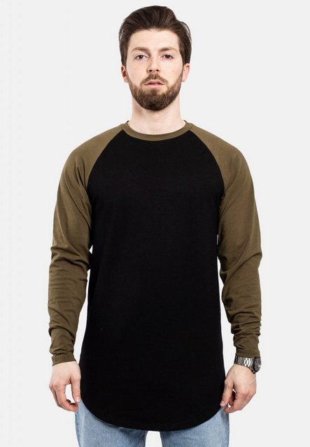 Blackskies T-Shirt Baseball Longshirt T-Shirt Schwarz-Olive Medium günstig online kaufen