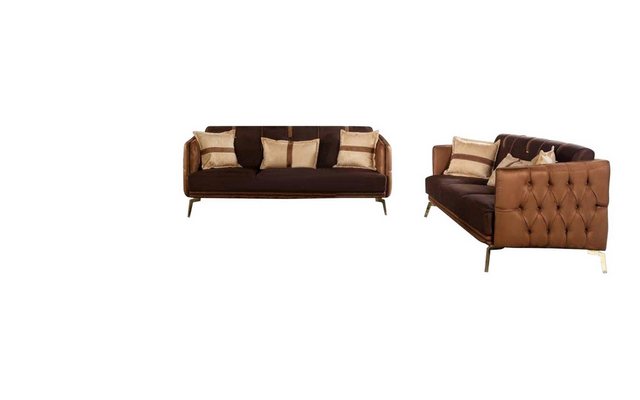 JVmoebel Sofa Sofagarnitur Sofa Garnitur Sofas 3+3+1 Sitzer Sessel Chesterf günstig online kaufen