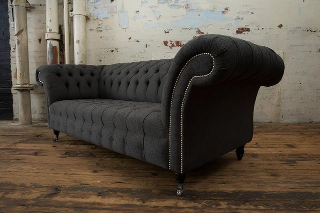 Xlmoebel 3-Sitzer Grau Dreisitzer Chesterfield Sofa für das Design Wohnzimm günstig online kaufen