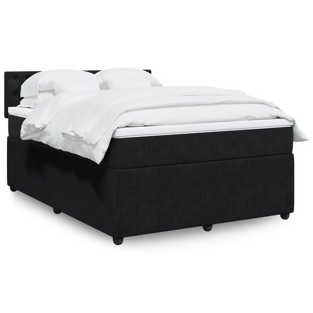 vidaXL Boxspringbett, Boxspringbett mit Matratze Schwarz 140x190 cm Samt günstig online kaufen