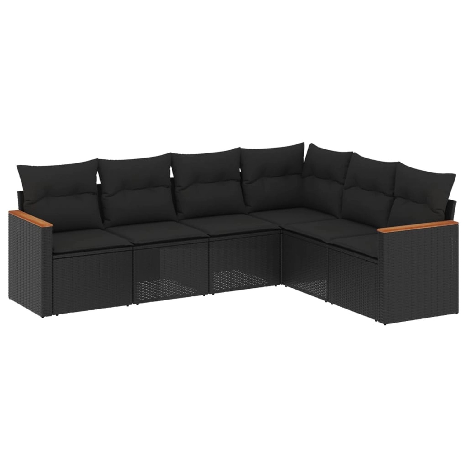 vidaXL 6-Tlg Garten-Sofagarnitur mit Kissen Schwarz Poly Rattan 3225999 günstig online kaufen